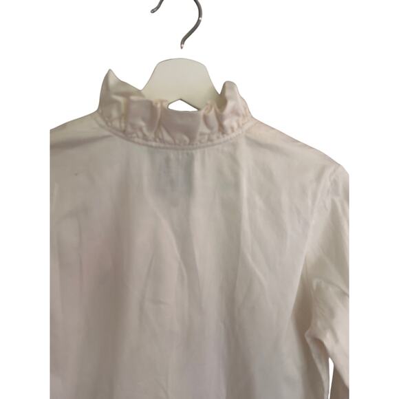 Elizabeth McKay Top Womens 2 Creamy White Ruffle Neck Toggle Button Classic - Picture 4 of 10